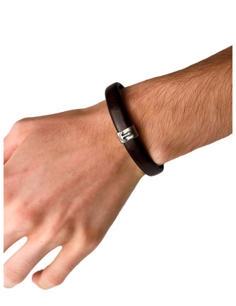 Pulsera Cuero Marrón Cierre Metálico Cab's
