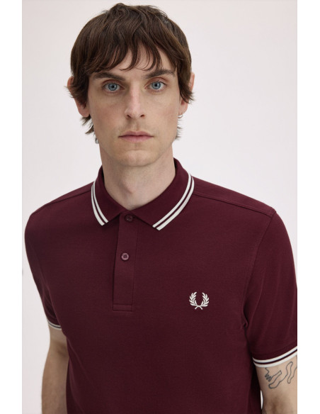 Polo piqué clásico Fred Perry hombre rojo burdeos