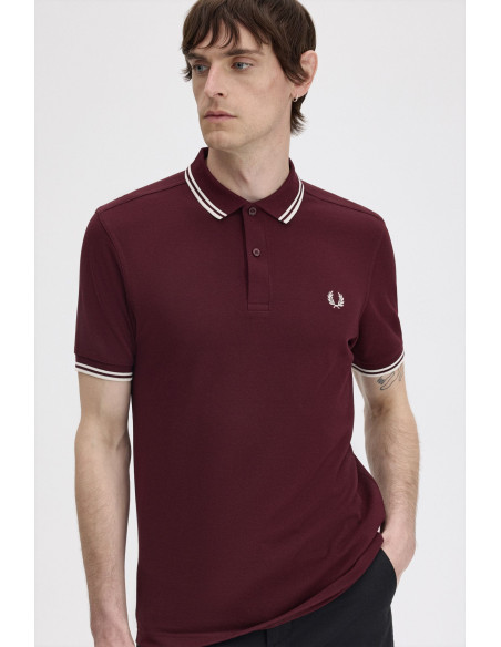 Polo piqué clásico Fred Perry hombre rojo burdeos