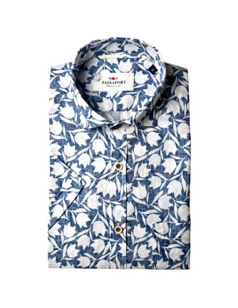 Camisa manga corta estampado floral Estaritt Passaport azul
