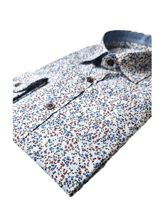 Camisa estampada micro floral Dubai Corsare azul celeste