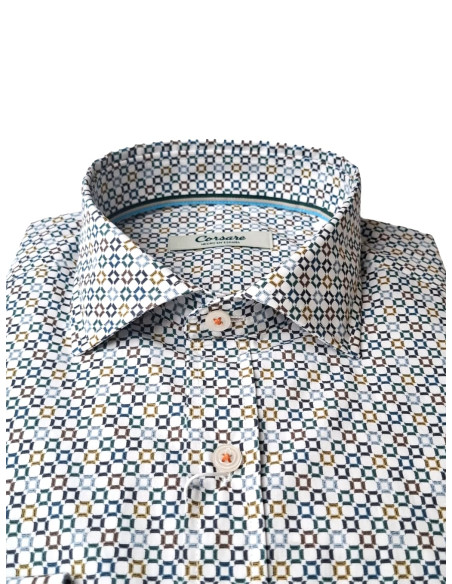 Camisa estampada cuadros Yate Corsare blanco