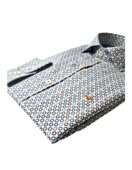 Camisa estampada cuadros Yate Corsare blanco