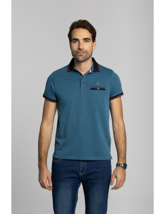 Polo manga corta bolsillo Coronel Tapiocca azul añil