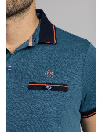 Polo manga corta bolsillo Coronel Tapiocca azul añil 2