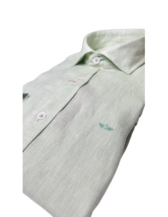 Camisa lino manga larga Grecia Passaport verde