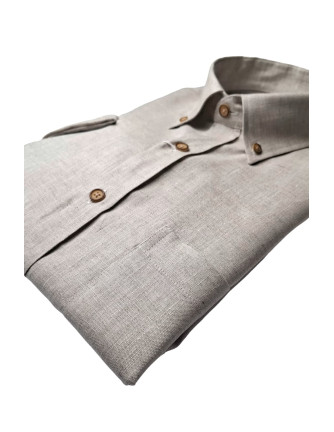 Camisa lino manga corta hombre Corsare beige
