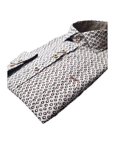Camisa estampada rombos Passaport Bagur marrón