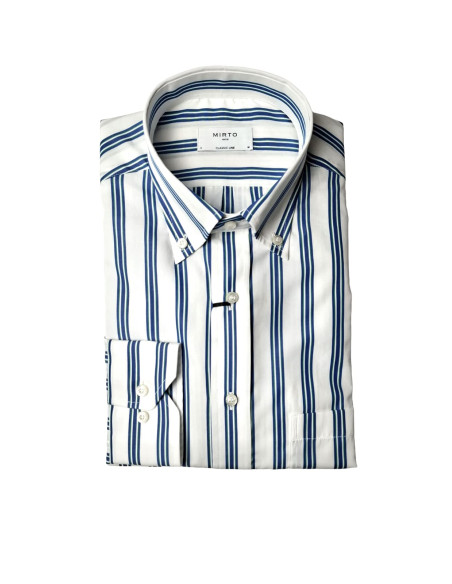 Camisa rayas Aspen Mirto blanca rayas azul marino y verde