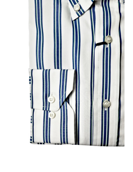 Camisa rayas Aspen Mirto blanca rayas azul marino y verde
