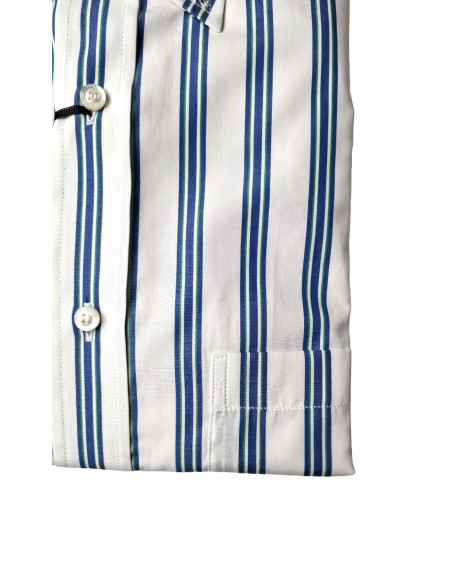 Camisa rayas Aspen Mirto blanca rayas azul marino y verde