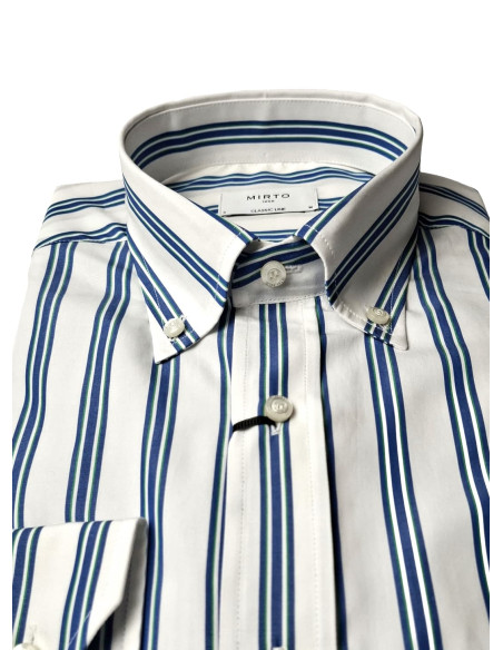 Camisa rayas Aspen Mirto blanca rayas azul marino y verde