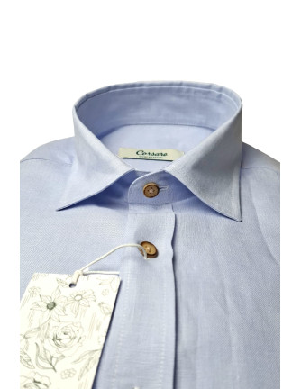 Camisa lino vestir manga larga Corsare azul celeste 2