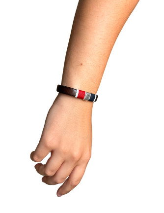 Pulsera náutica Echo cuero y cabo Cabs azul rojo 2