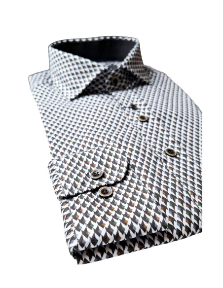Camisa estampada origami Teruel Passaport blanca