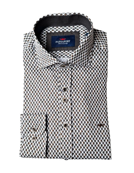Camisa estampada origami Teruel Passaport blanca