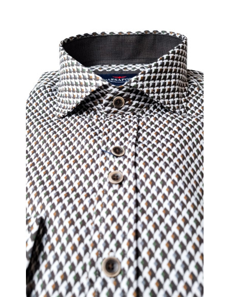Camisa estampada origami Teruel Passaport blanca