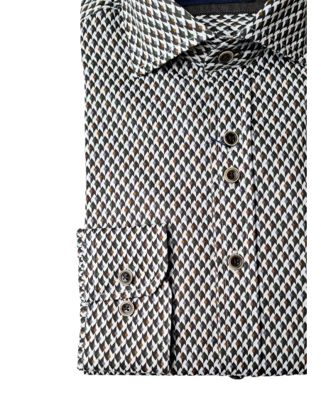 Camisa estampada origami Teruel Passaport blanca